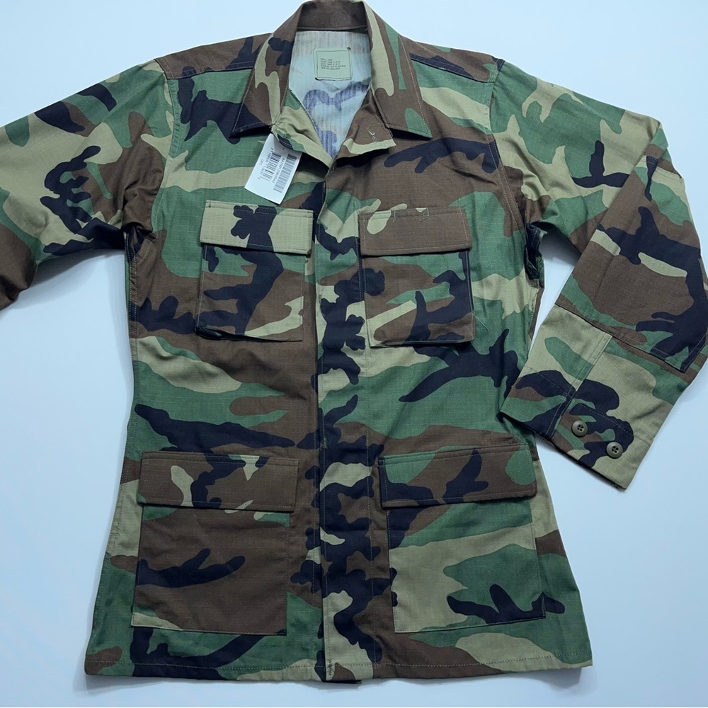 Golden MFG Hot Weather Woodland Camo Combat Jacket Mens Size Small Long   NEW